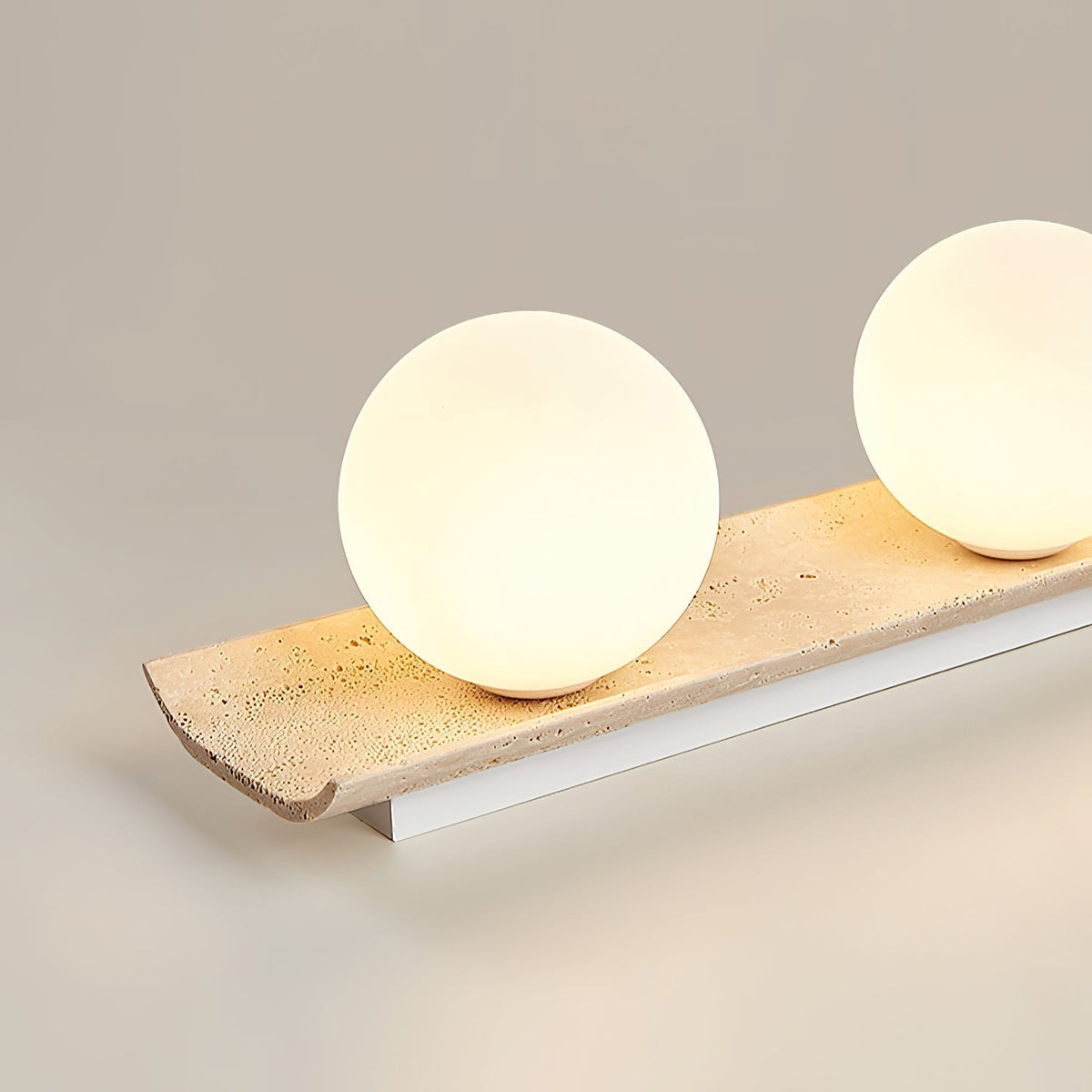 Serenaya bollen travertin glas plafondlamp