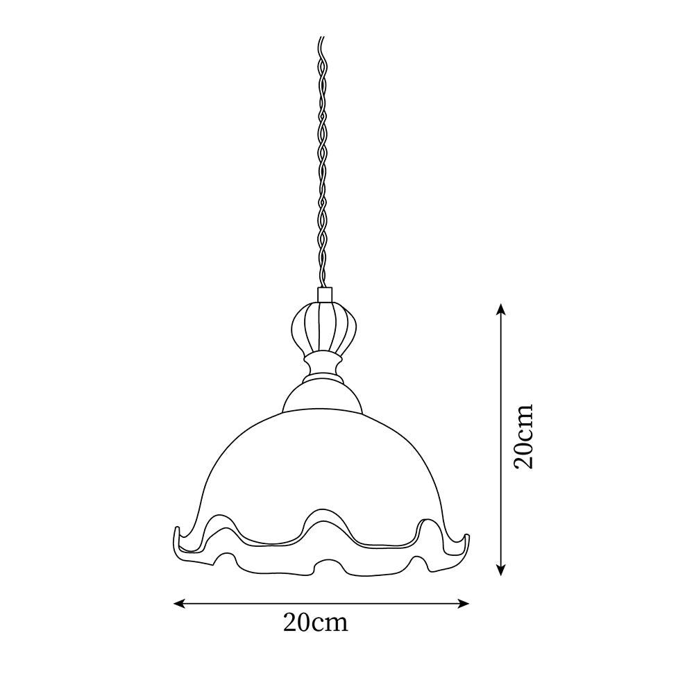Hanglamp met glazen kappen met golfvormige rand en zachte gloed in vintage romantische stijl