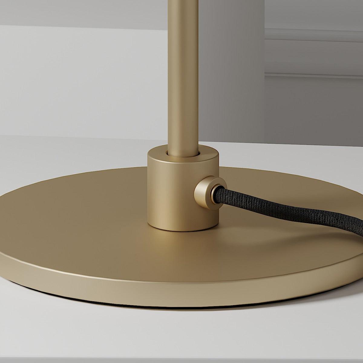 Rinelette tafellamp heldere glazen kap houten voet