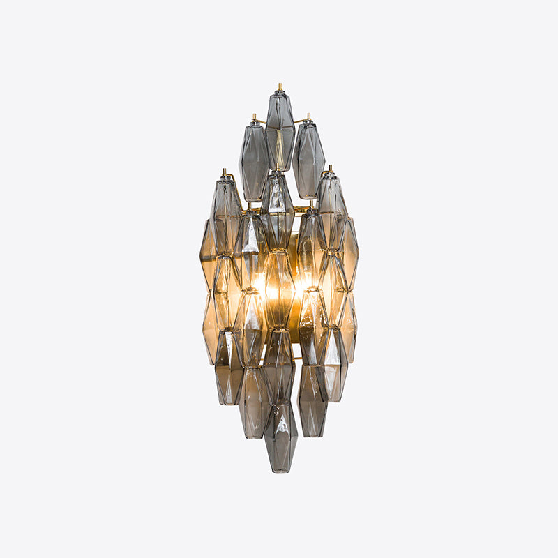Zyrelis polyhedraal glazen wandlamp
