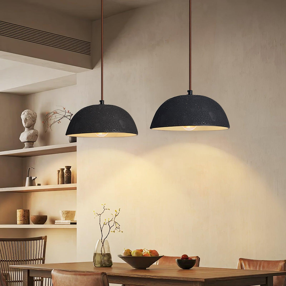 Vintage Houten hanglamp met koepel-ontwerp
