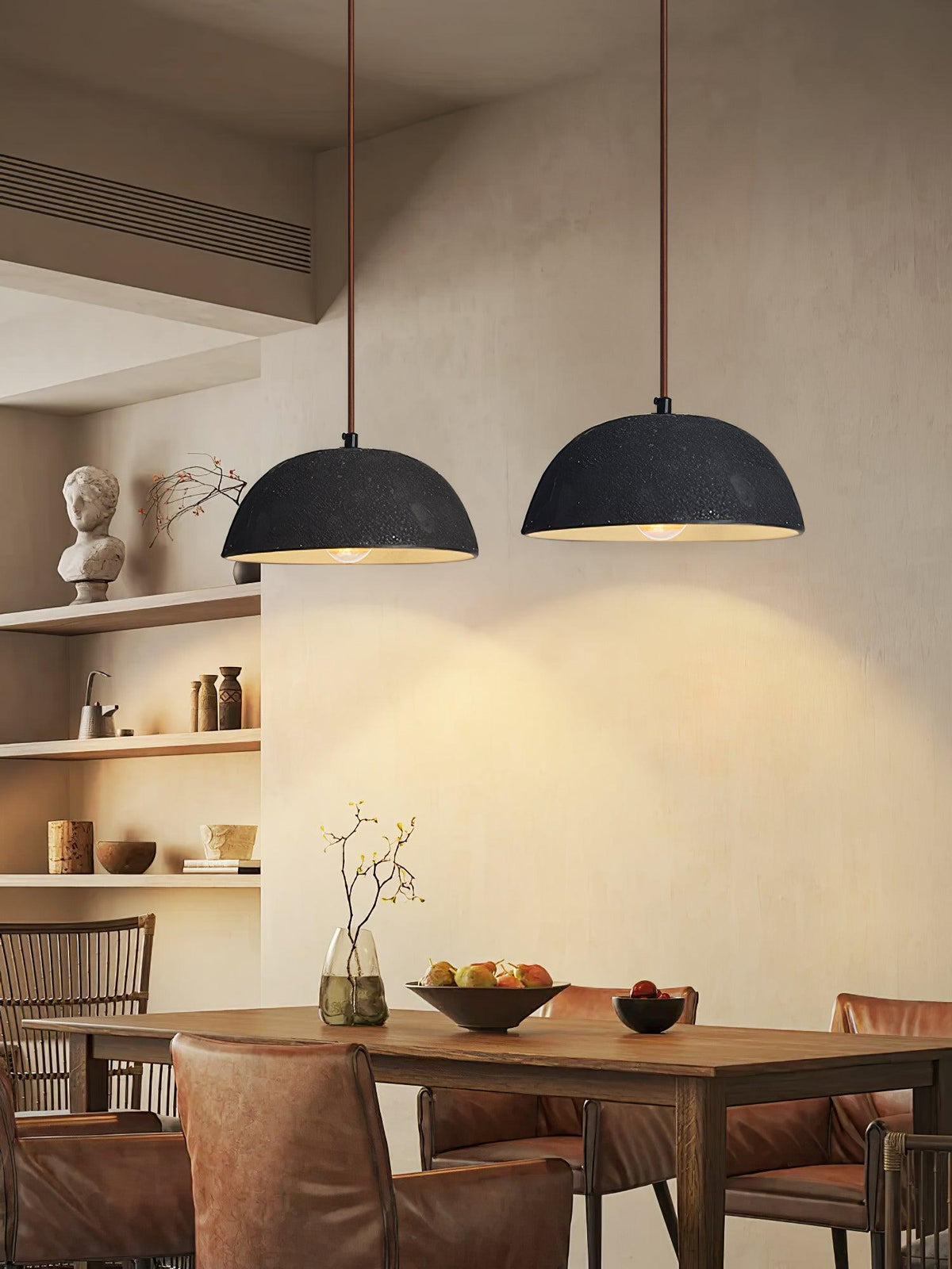 Vintage Houten hanglamp met koepel-ontwerp