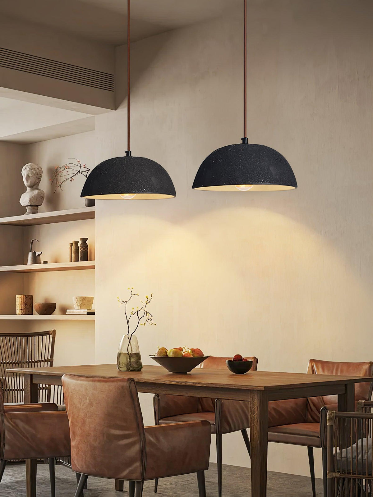 Vintage Houten hanglamp met koepel-ontwerp