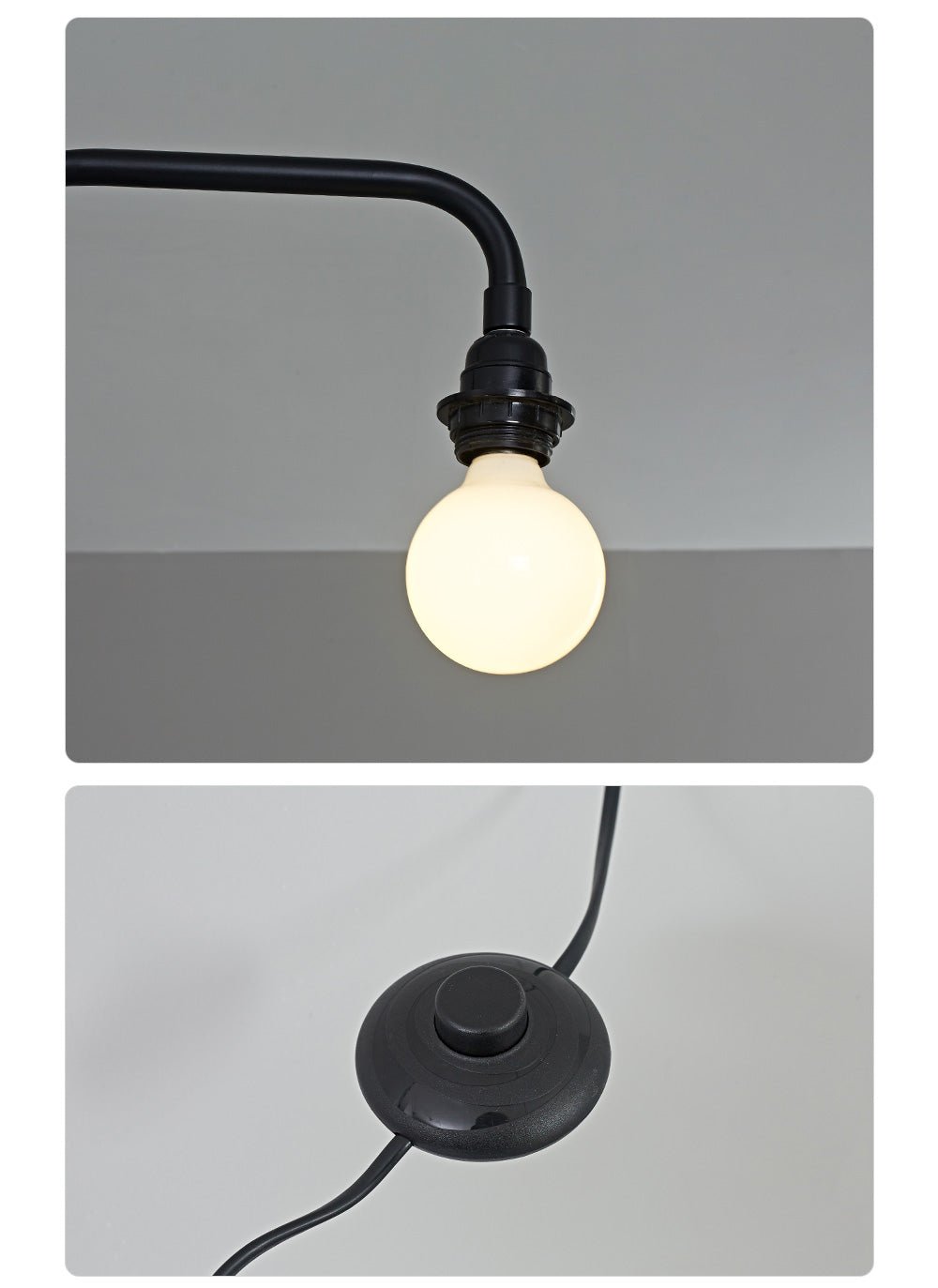 Zwarte wandlamp met lange arm
