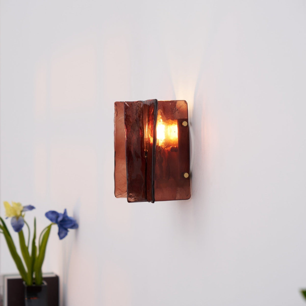 Erove wandlamp met glas Kunstwerk