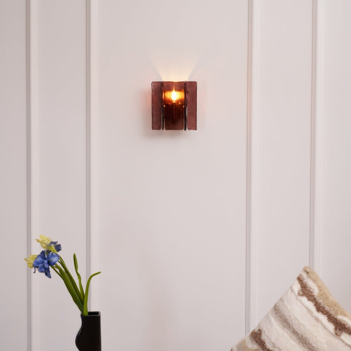 Erove wandlamp met glas Kunstwerk