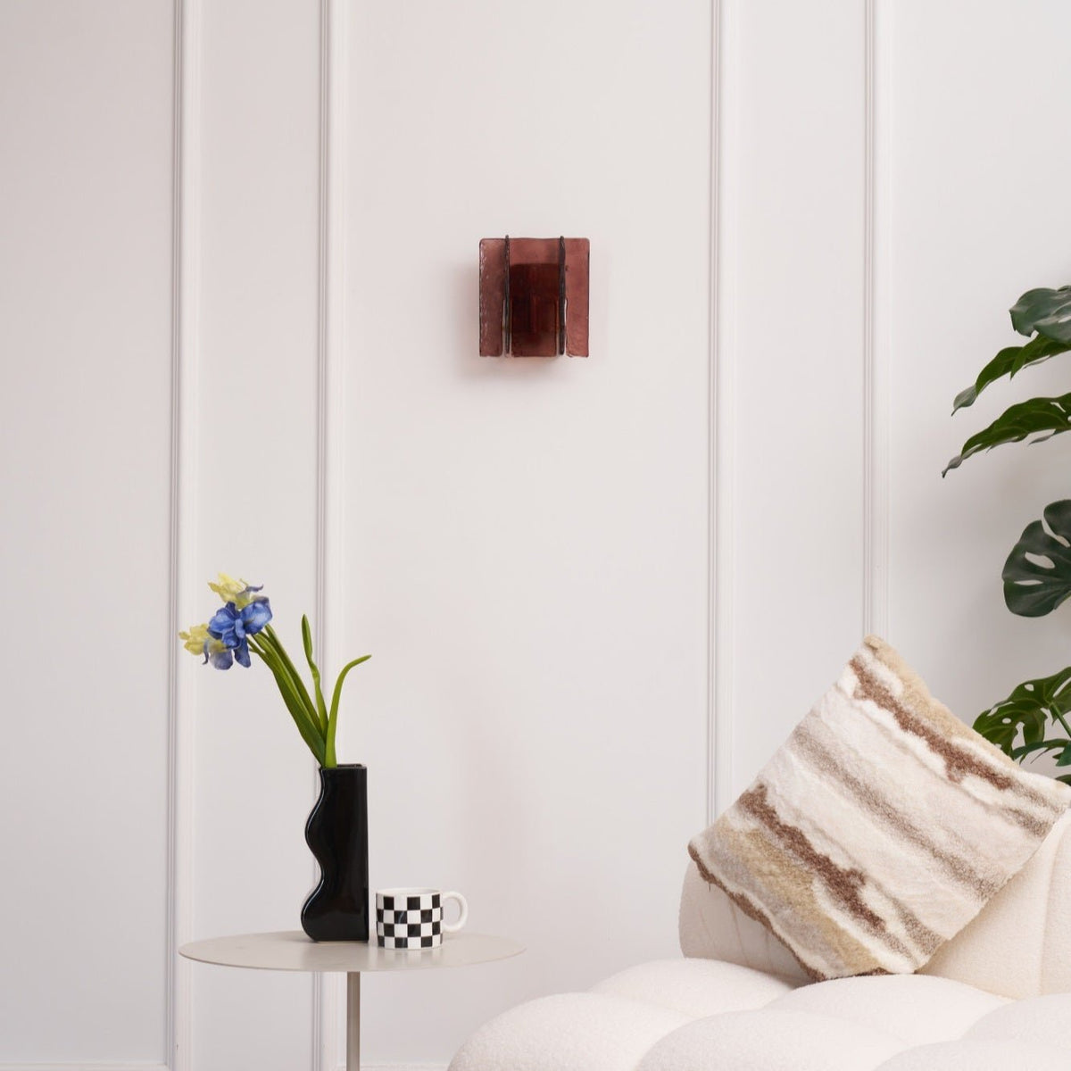 Erove wandlamp met glas Kunstwerk