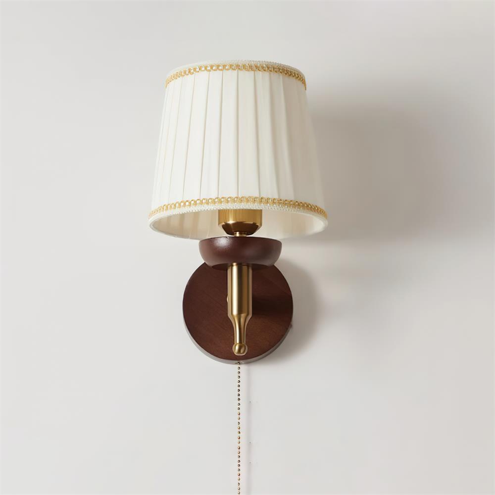 Blixen wandlamp Stoffen Kap Klassiek Goud Walnoot Slaapkamer