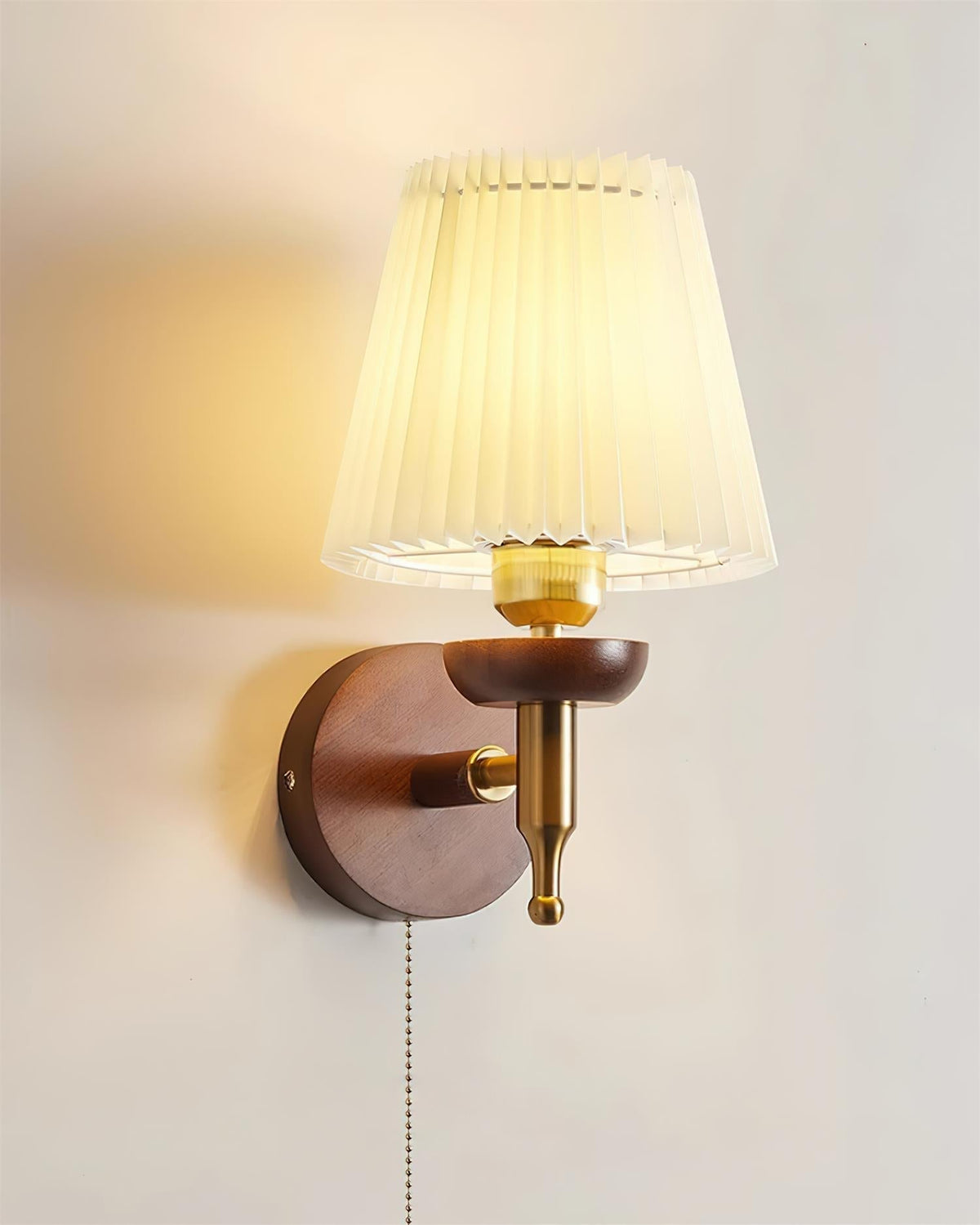 Blixen wandlamp Stoffen Kap Klassiek Goud Walnoot Slaapkamer