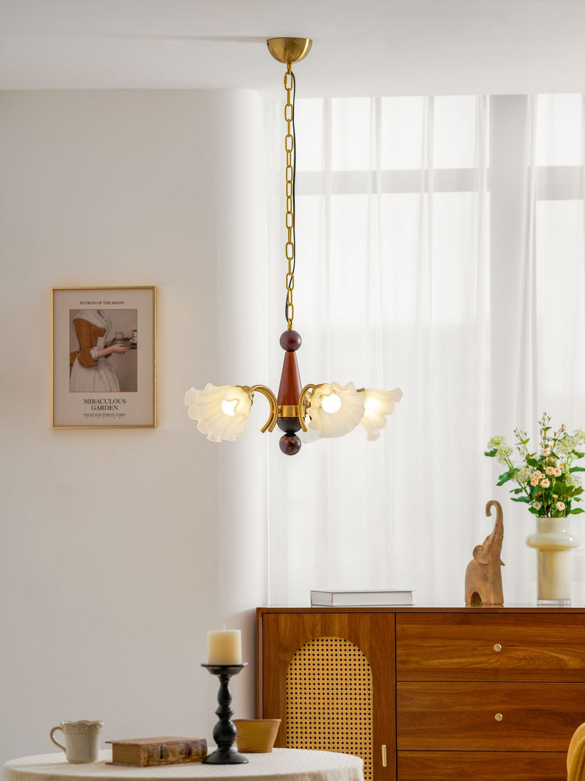Ilvinan Traditionele Elegantie Houten glas Kroonluchter