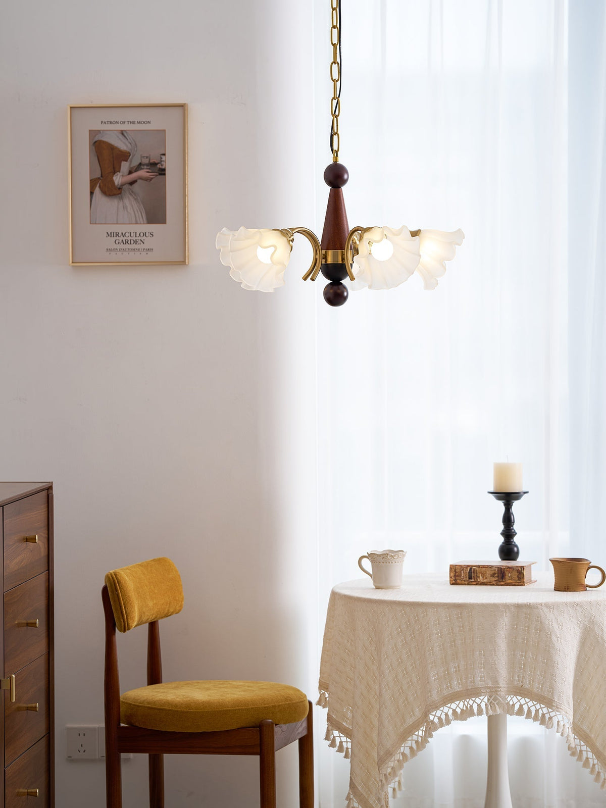 Ilvinan Traditionele Elegantie Houten glas Kroonluchter