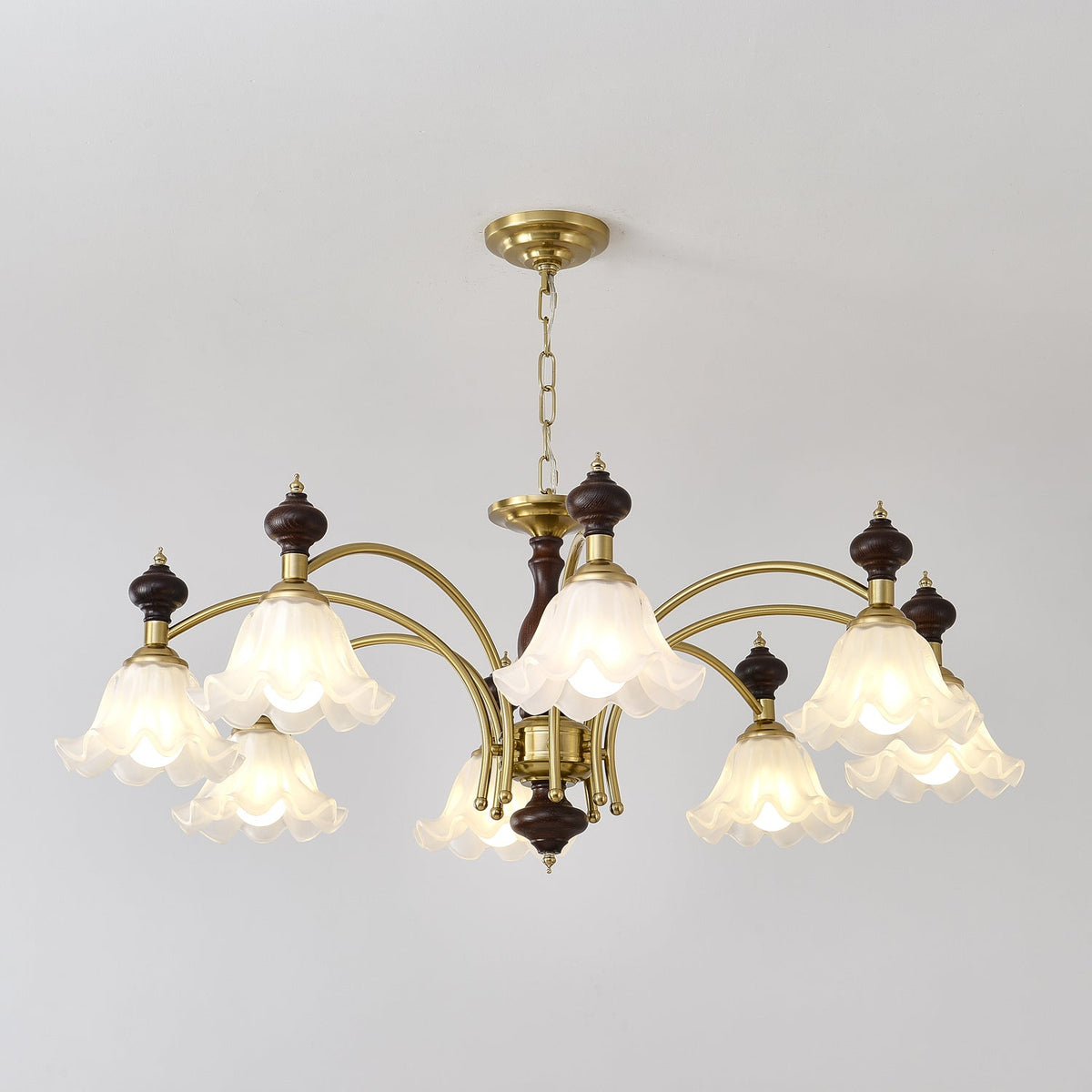 Jesolan Kroonluchter Hout & messing Blossom Bloemen