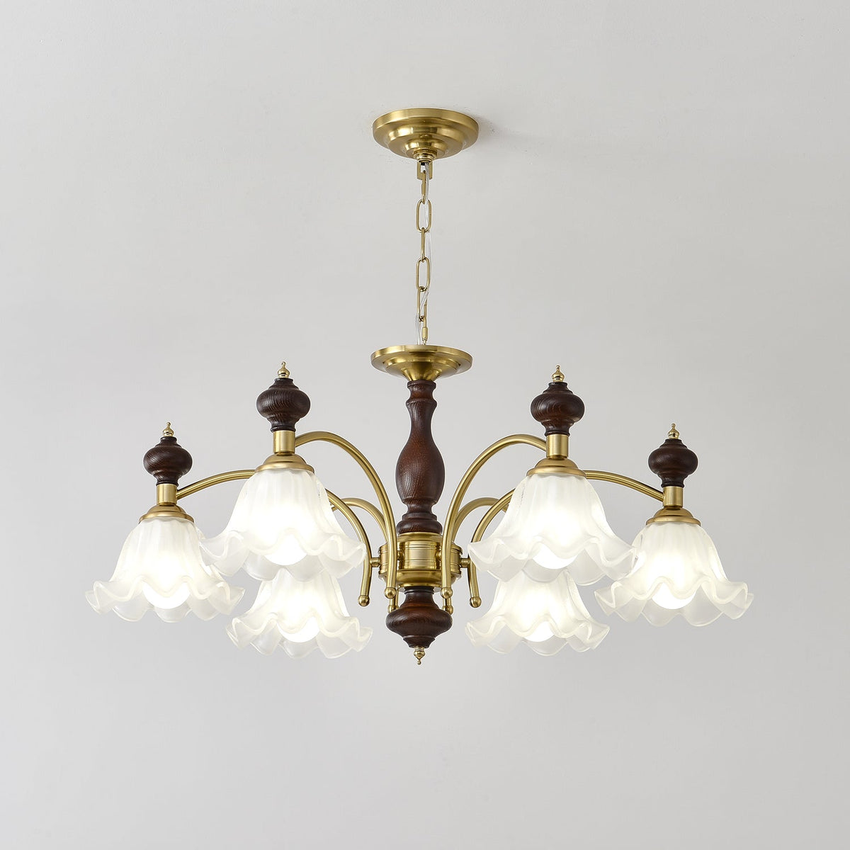 Jesolan Kroonluchter Hout & messing Blossom Bloemen
