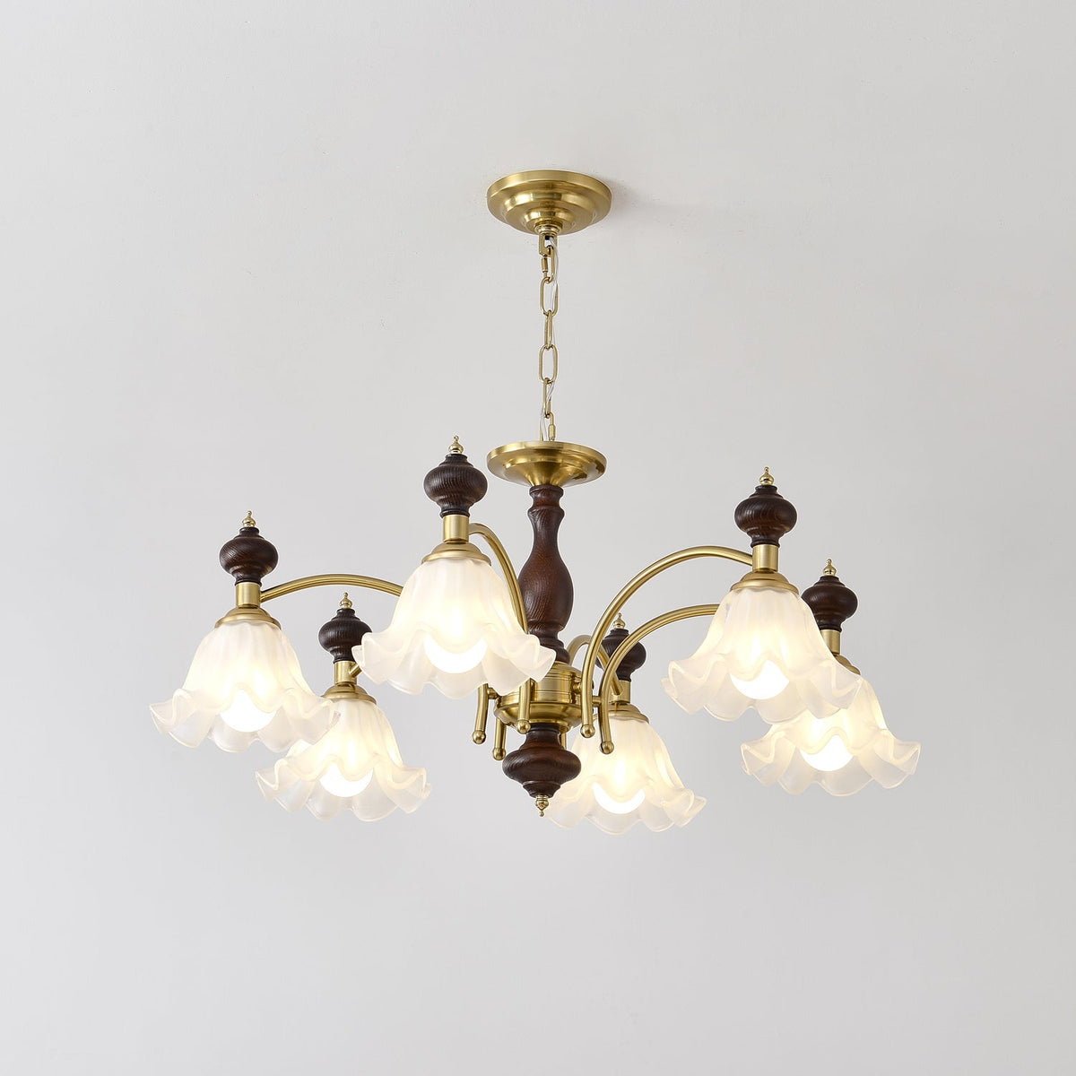 Jesolan Kroonluchter Hout & messing Blossom Bloemen