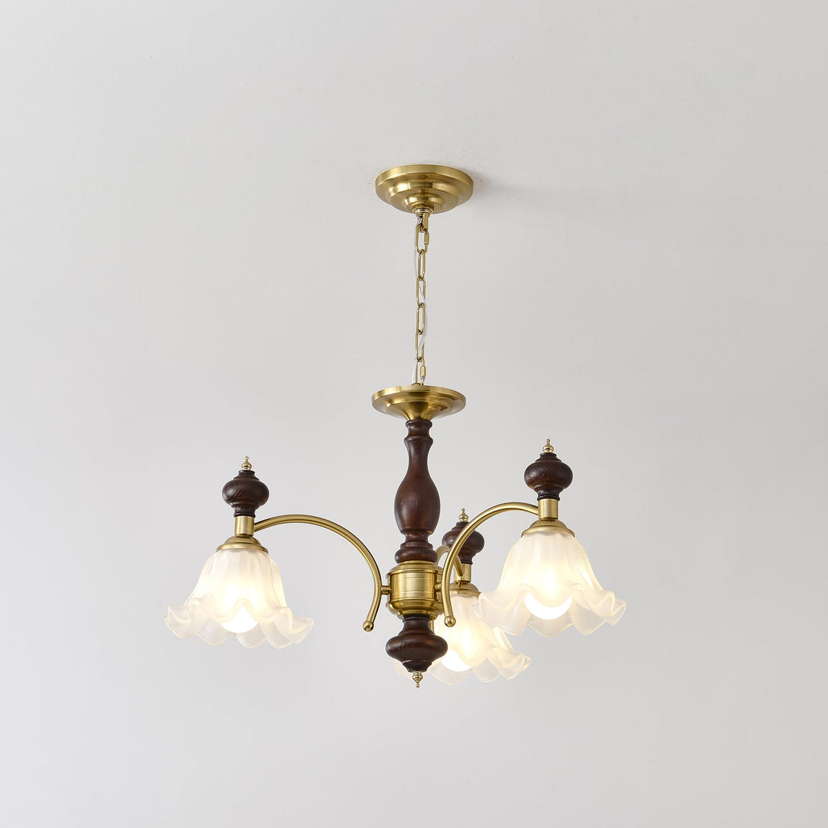 Jesolan Kroonluchter Hout & messing Blossom Bloemen