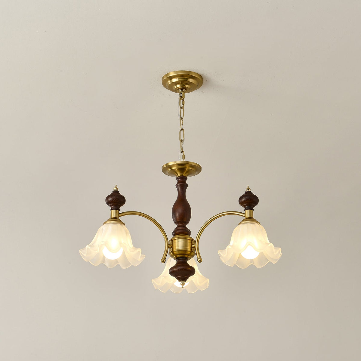 Jesolan Kroonluchter Hout & messing Blossom Bloemen