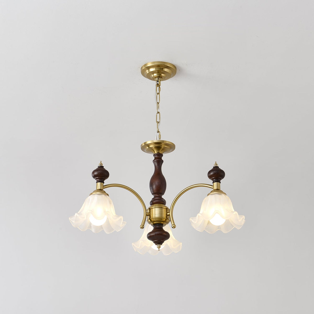 Jesolan Kroonluchter Hout & messing Blossom Bloemen