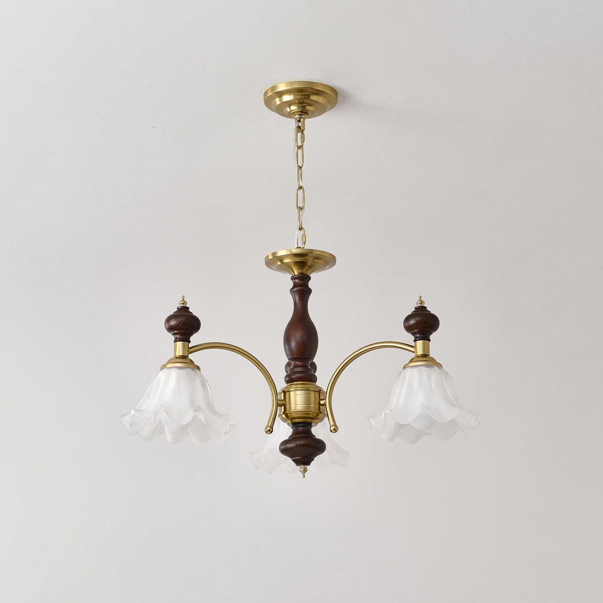 Jesolan Kroonluchter Hout & messing Blossom Bloemen