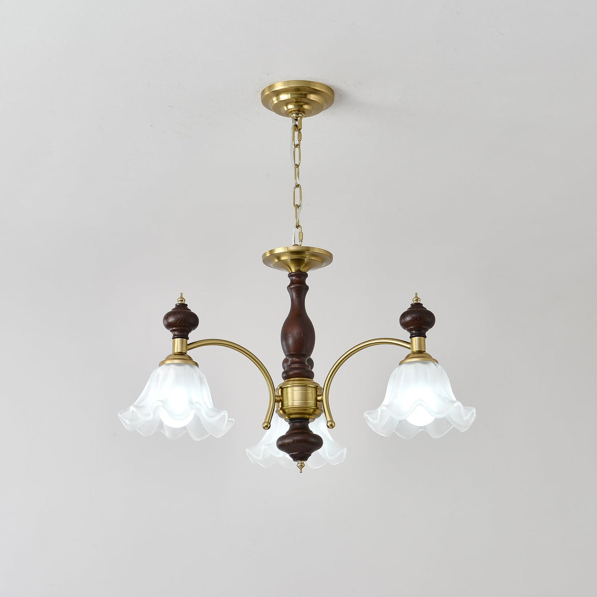 Jesolan Kroonluchter Hout & messing Blossom Bloemen