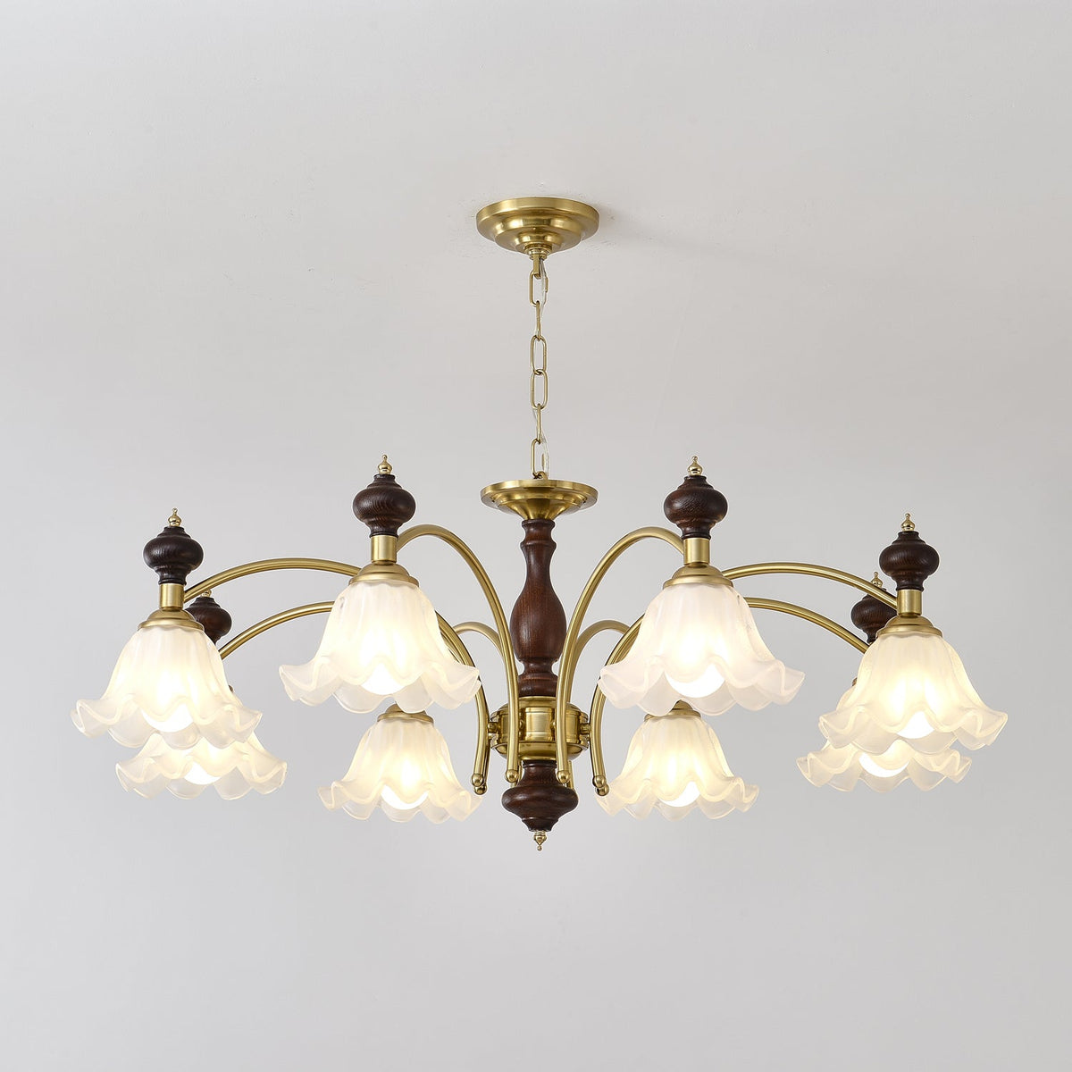 Jesolan Kroonluchter Hout & messing Blossom Bloemen