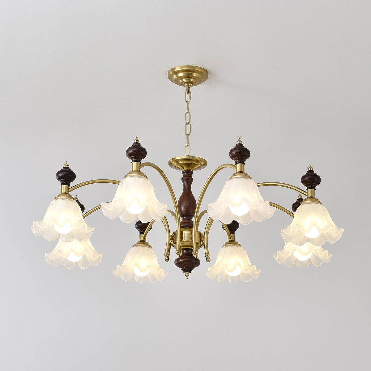 Jesolan Kroonluchter Hout & messing Blossom Bloemen