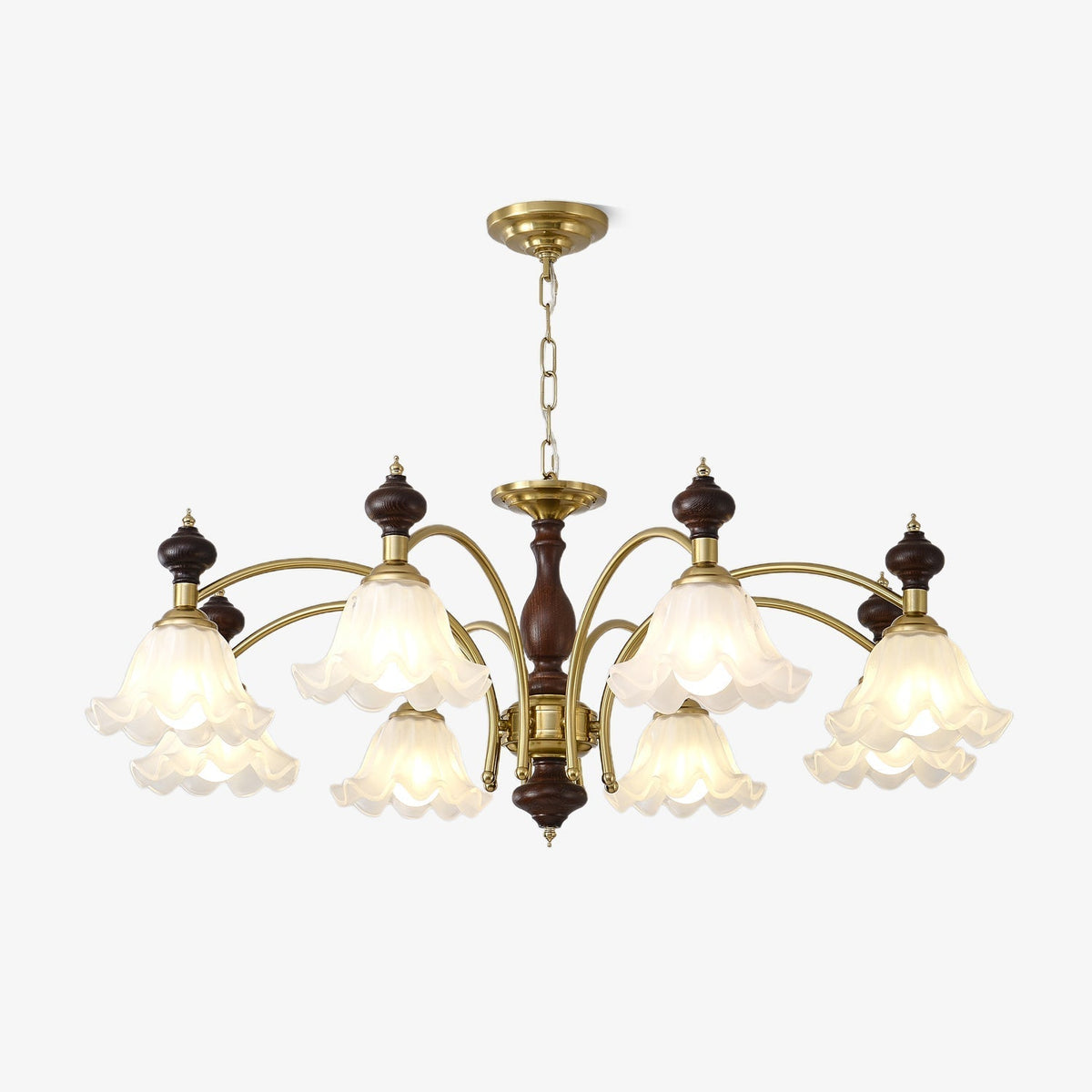 Jesolan Kroonluchter Hout & messing Blossom Bloemen