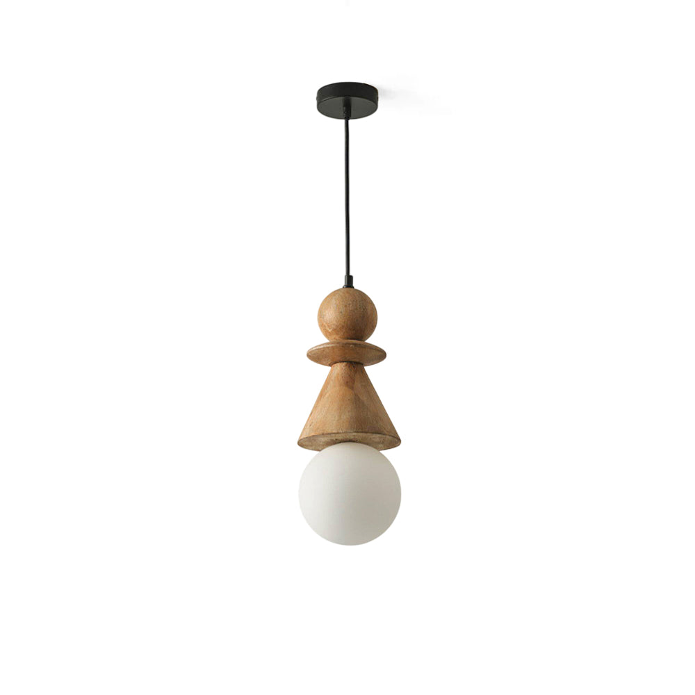 Alderelle gestapelde houten totem hanglamp