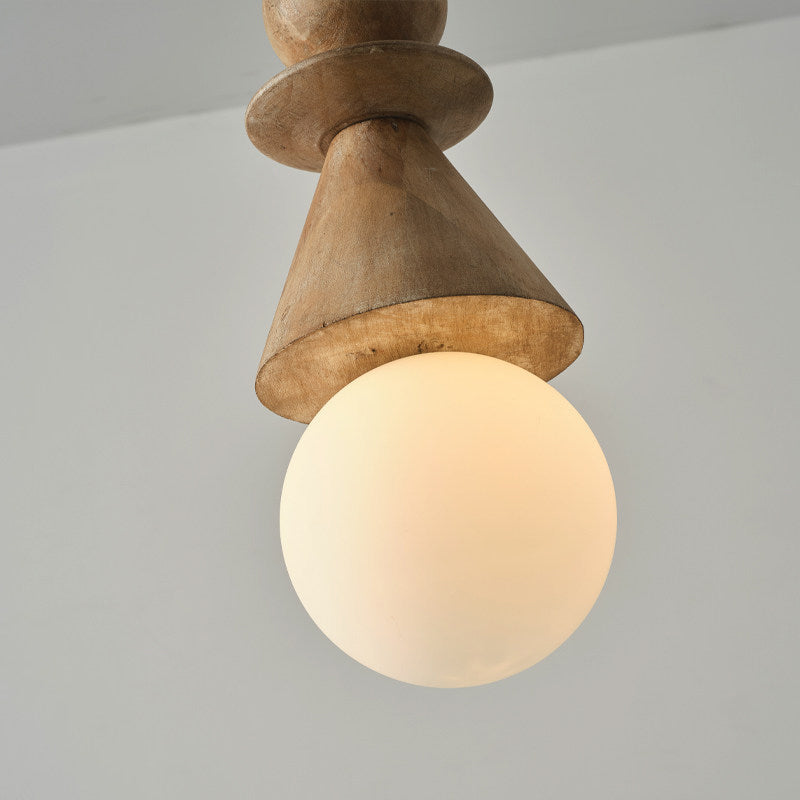 Alderelle gestapelde houten totem hanglamp