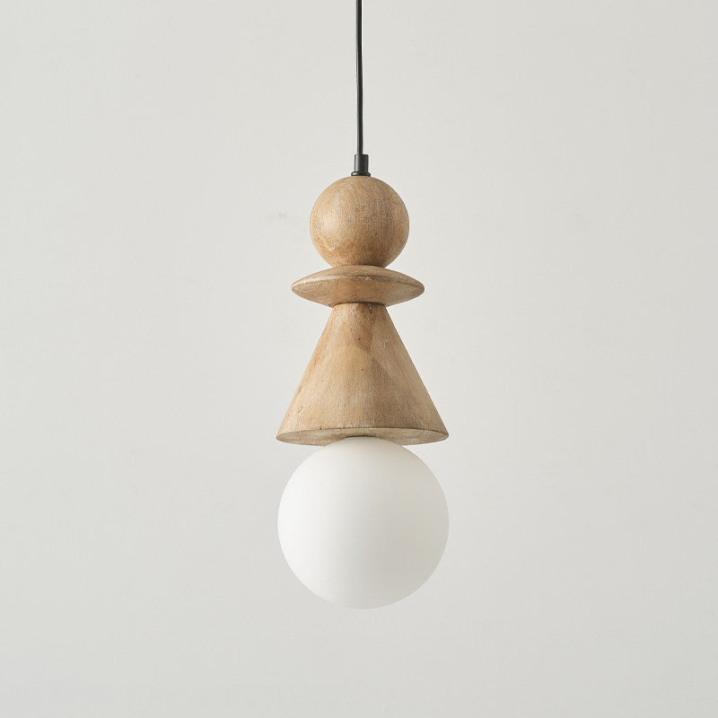 Alderelle gestapelde houten totem hanglamp