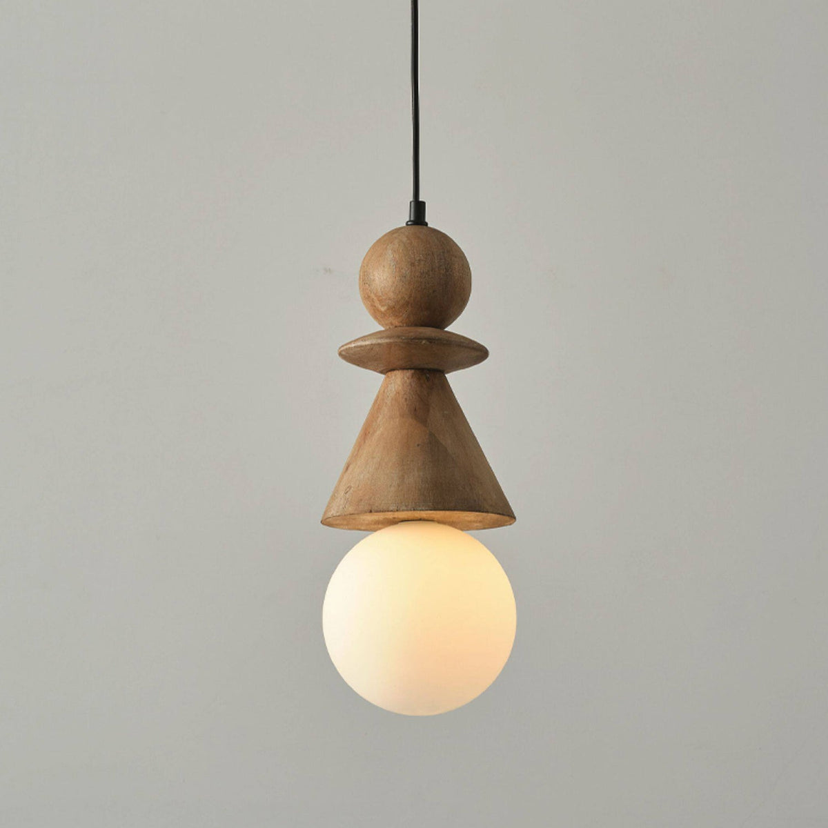 Alderelle gestapelde houten totem hanglamp