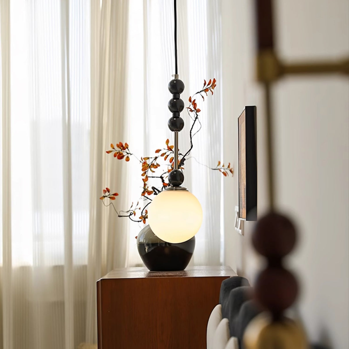 Miraleth Minimalistische hanglamp van walnoot
