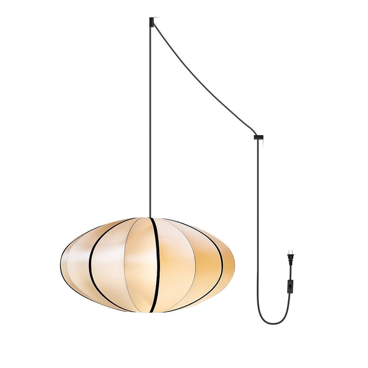 Inez hanglamp van stof met futuristisch ontwerp