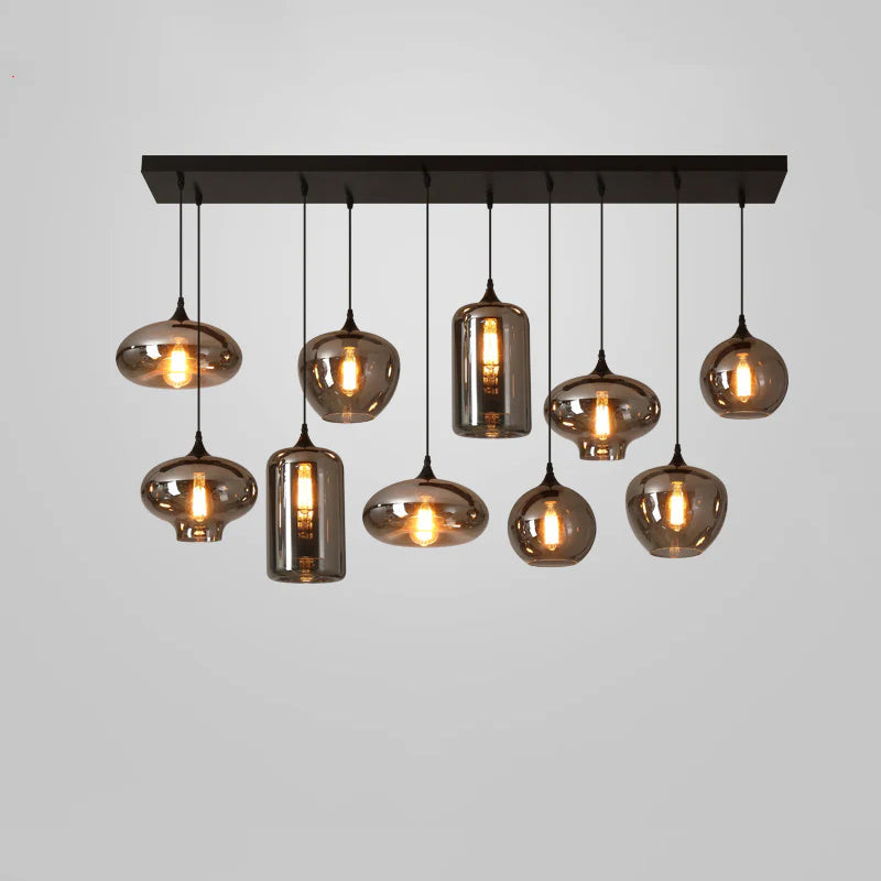 Tevely hanglamp met industriële stijl en glazen kap