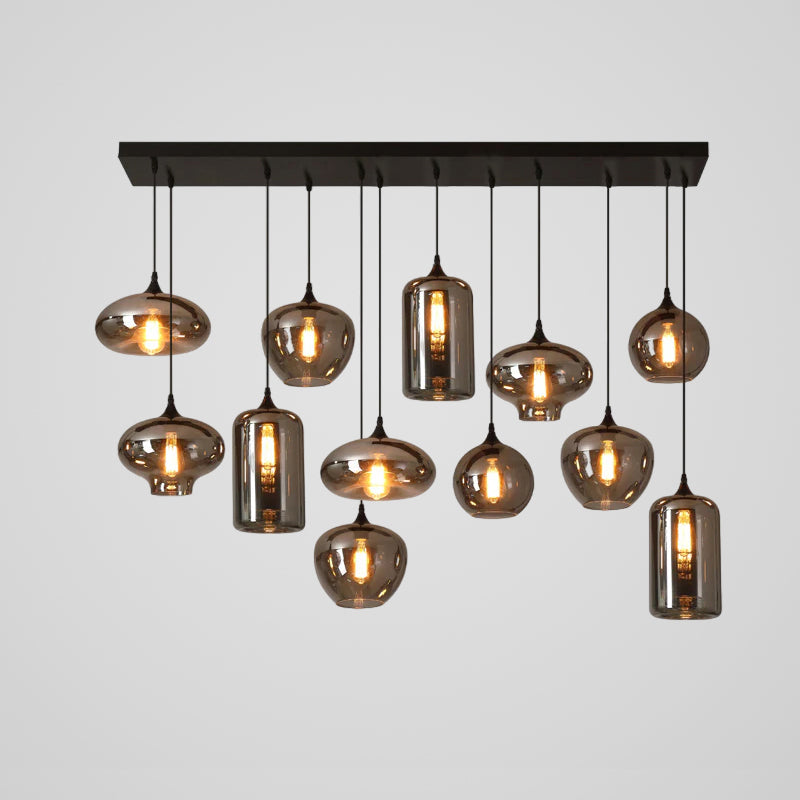 Tevely hanglamp met industriële stijl en glazen kap