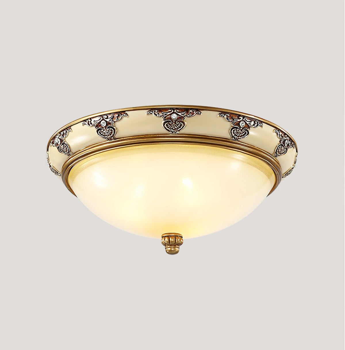 Eiriveon plafondlamp met matglas en antiek beige frame