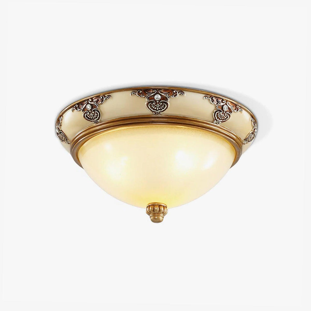 Eiriveon plafondlamp met matglas en antiek beige frame