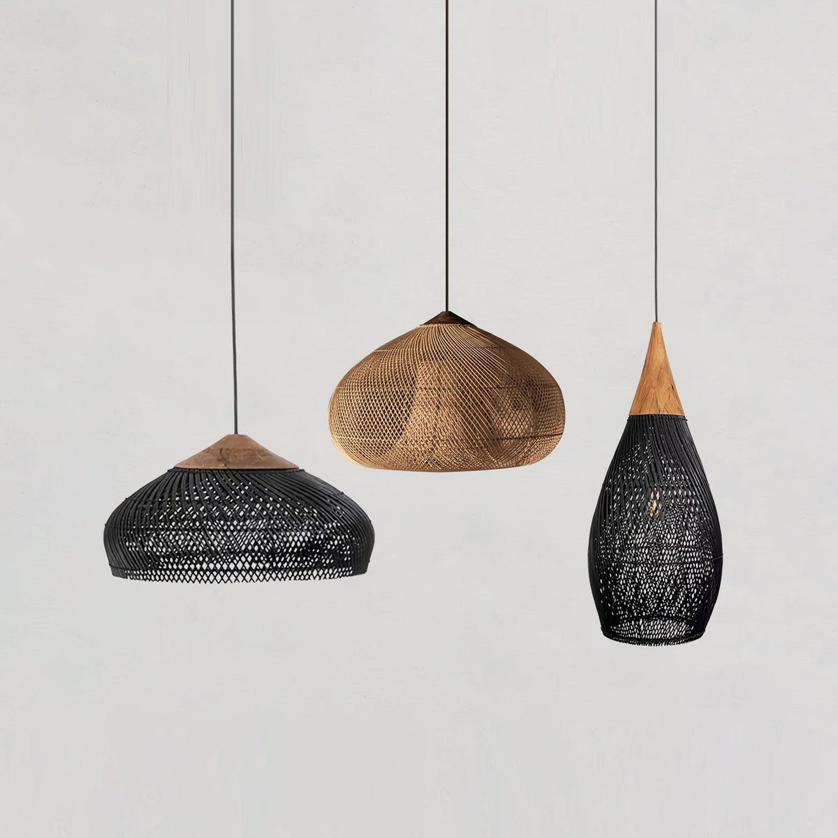 Solavn hanglamp van rotan en hout