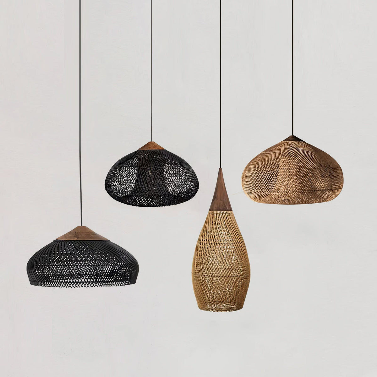 Solavn hanglamp van rotan en hout