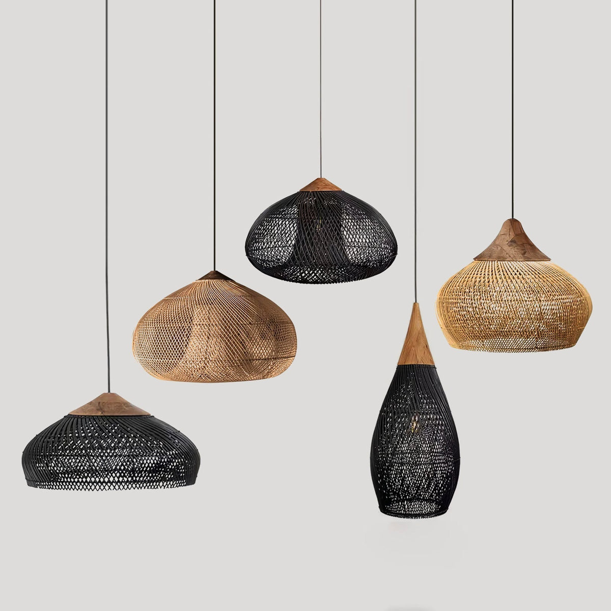 Solavn hanglamp van rotan en hout