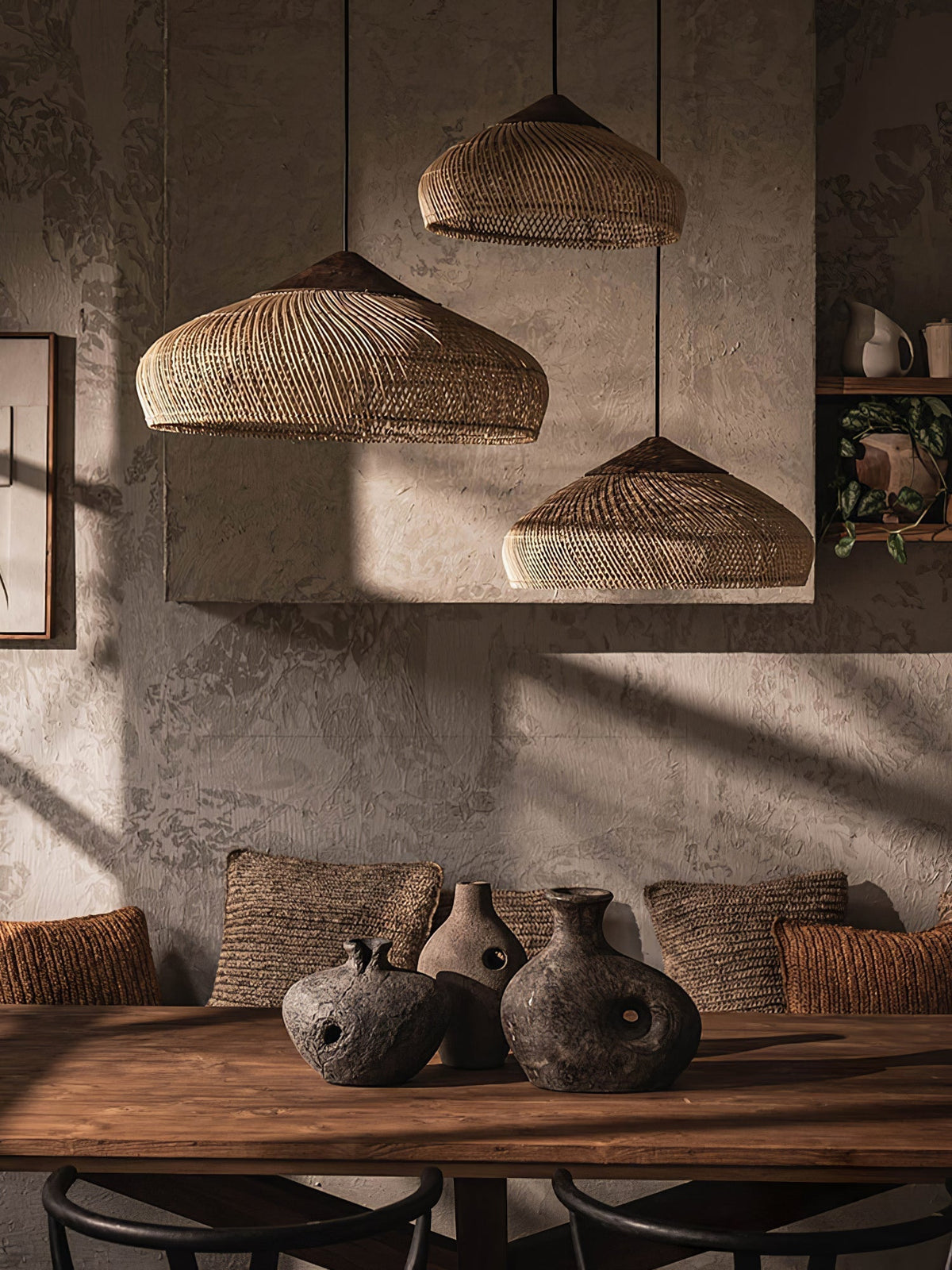 Solavn hanglamp van rotan en hout