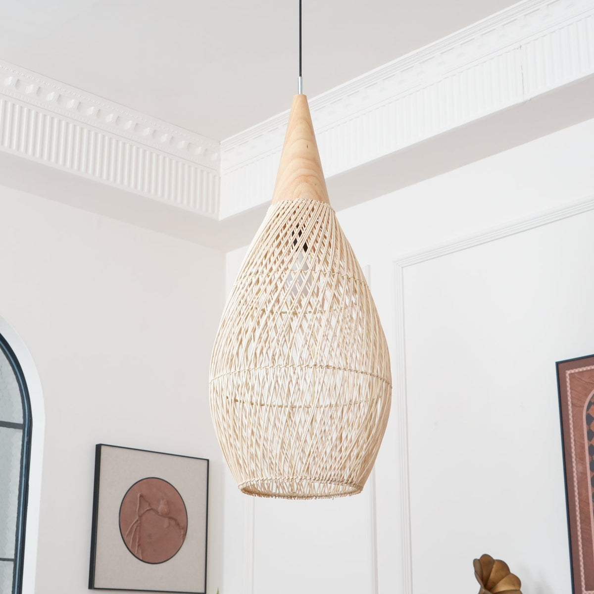 Solavn hanglamp van rotan en hout