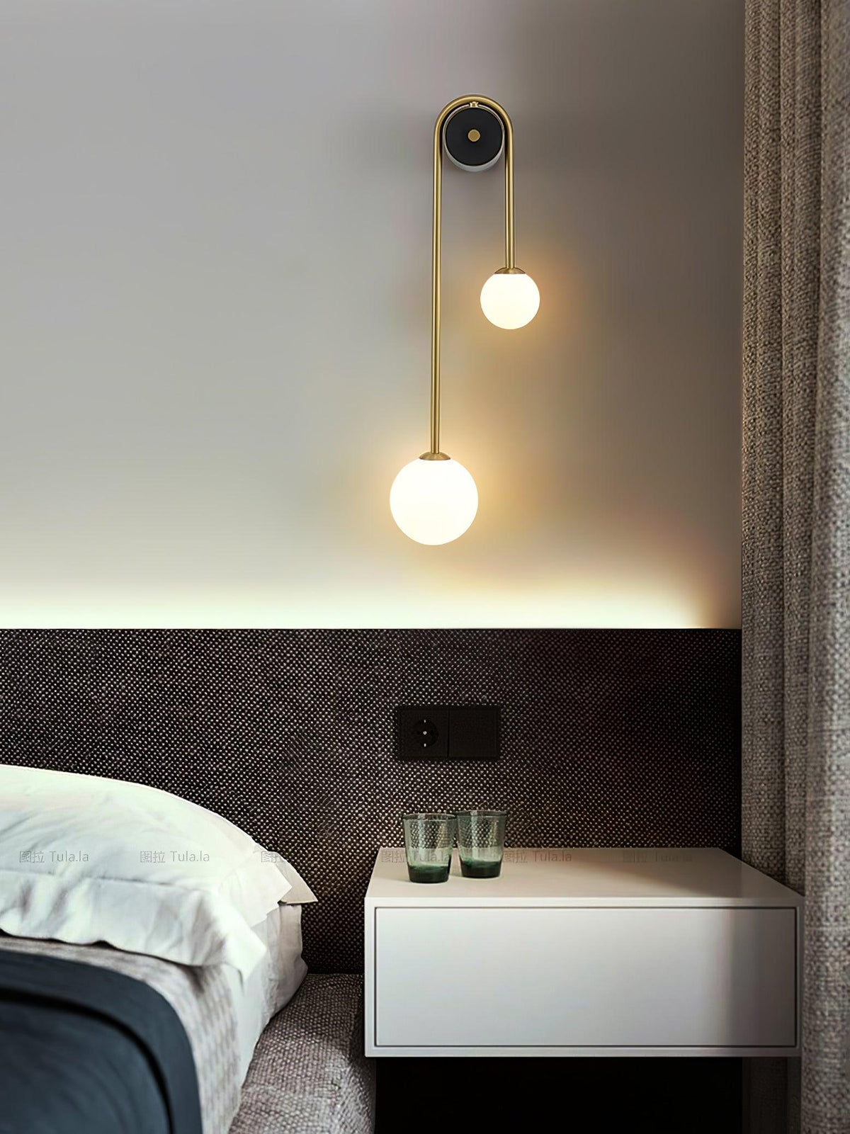 Teveny moderne minimalistische wandlamp van messing met glazen kap