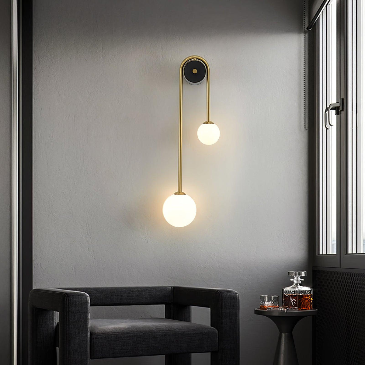 Teveny moderne minimalistische wandlamp van messing met glazen kap