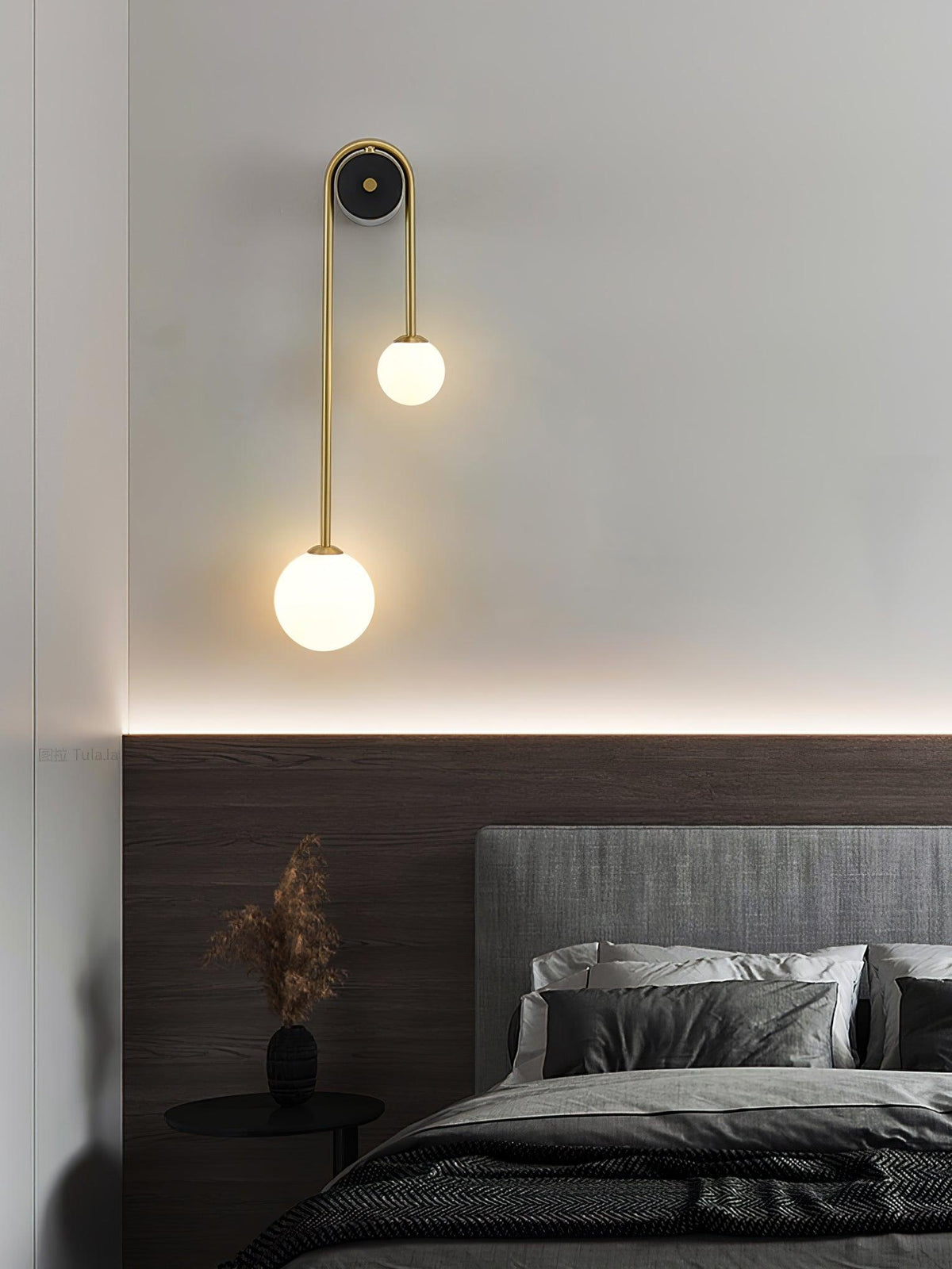 Teveny moderne minimalistische wandlamp van messing met glazen kap