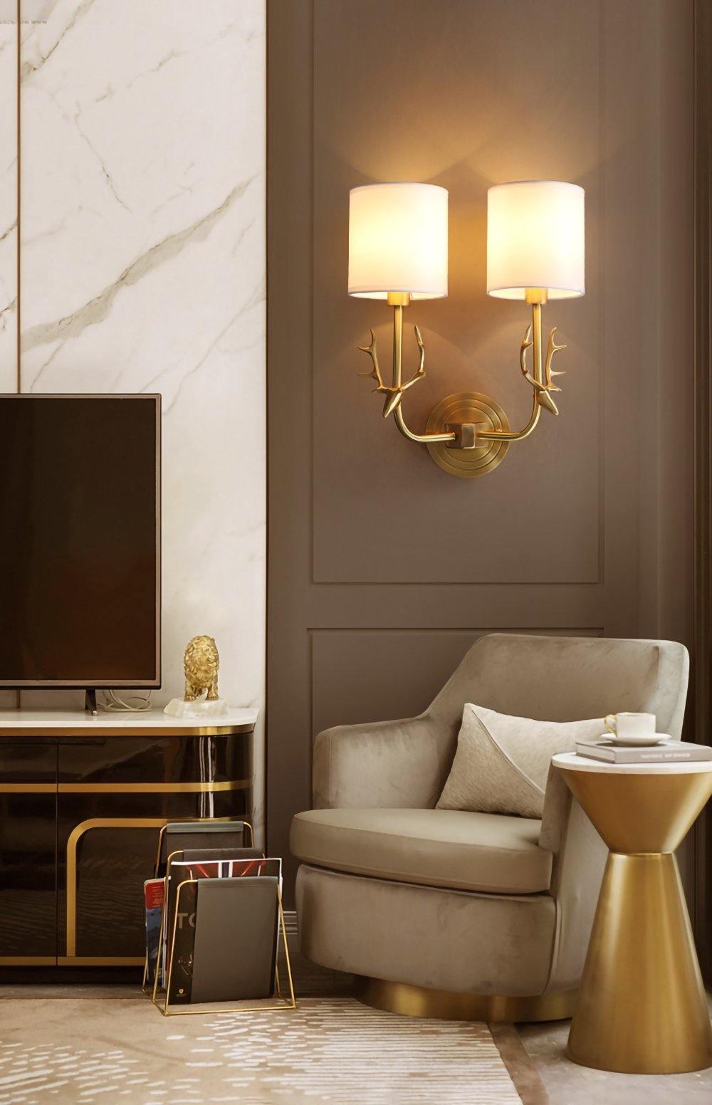 Auriviella elegantie Hertenhoofd wandlamp van messing