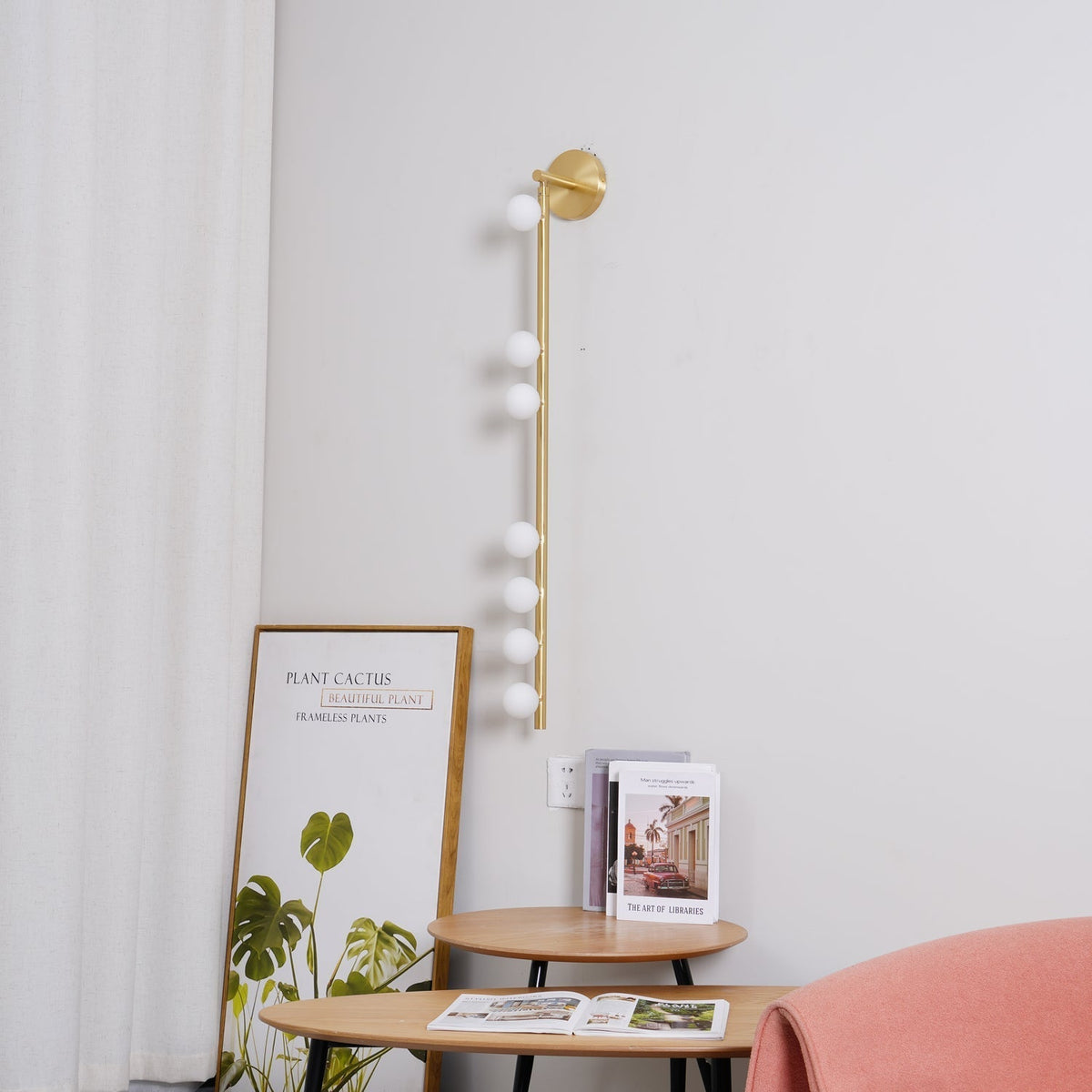 Pamela Tube met stekker messing glas wandlamp