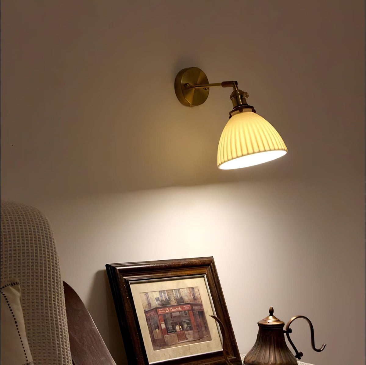 Oriiraria wandlamp Geplooid Keramiek messing
