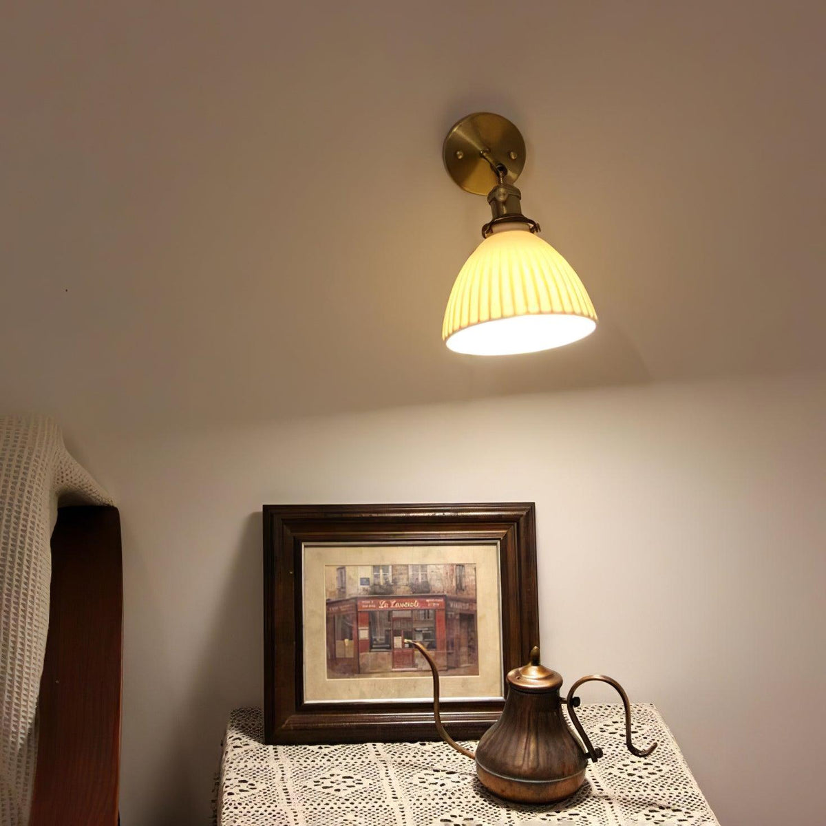 Oriiraria wandlamp Geplooid Keramiek messing