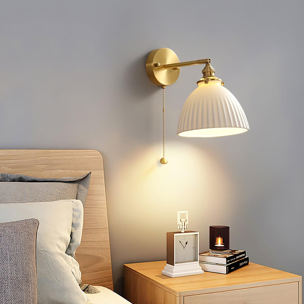 Oriiraria wandlamp Geplooid Keramiek messing
