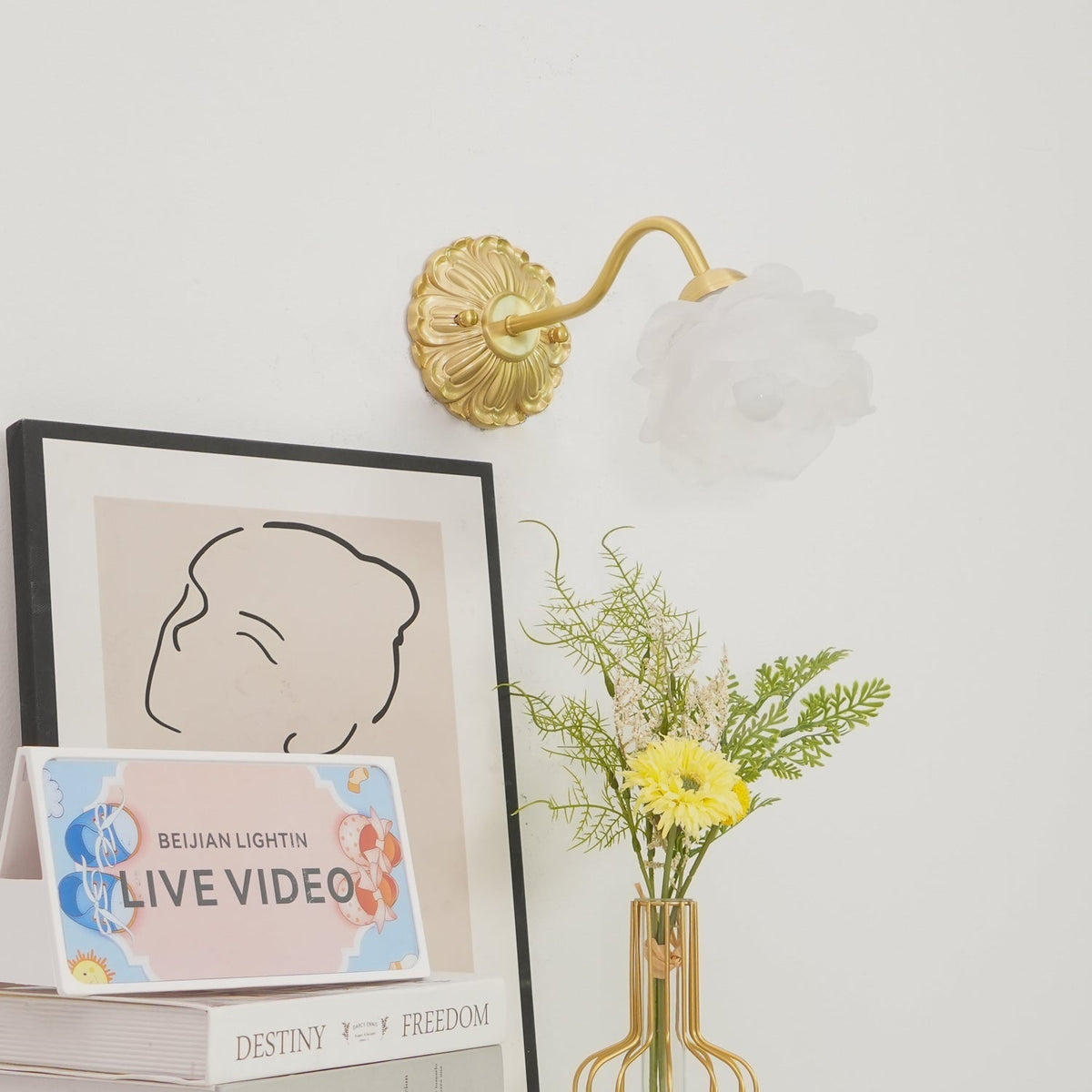 Palo wandlamp messing bloemmotief luxe